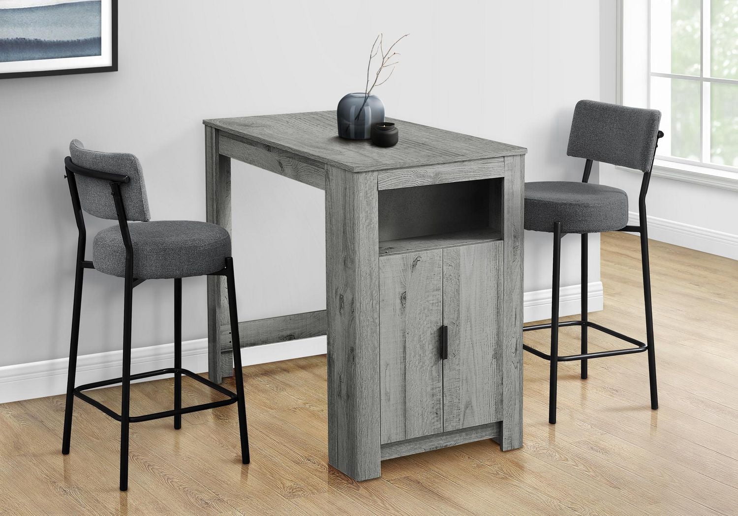 Monarch Specialties Table A Manger, 48" Rectangulaire, Hauteur Du Comptoir, Cuisine, Petit, Rangement, Stratifié Blanc, Contemporain, Moderne
