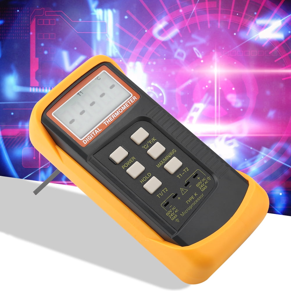 II Thermometer,Dual Channel K Type LCD Thermometer Digital Temperature Meter Extended Durability
