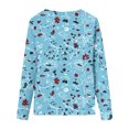 thumbnail image 4 of Pompotops Femmes Dames Col Rond Hauts Amples Décontractés T-Shirts Imprimés Blouse à Manches Longues en Solde, 4 of 5