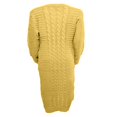 thumbnail image 5 of Robe Tricotée à Manches Longues pour Femmes Motif Crochet Unie Côtelée Robe Décontractée, 5 of 5