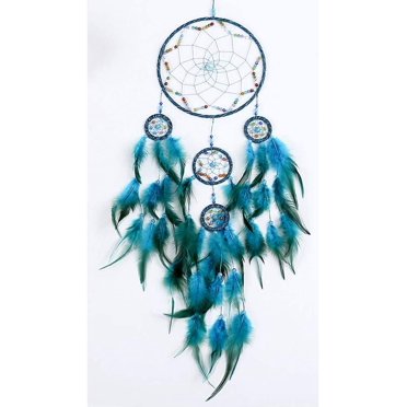 Dream Catchers,Colors Feather Dream Catchers for Bedroom Wall Decoration for Kids 8" W 29.5" L-Blue