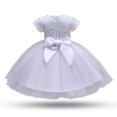 thumbnail image 1 of EGNMCR Vêtements pour Bébé Fille Jupe Longue Bébé Fille Robe de Performance Princesse Nœud Papillon Jupe Robe, 1 of 3