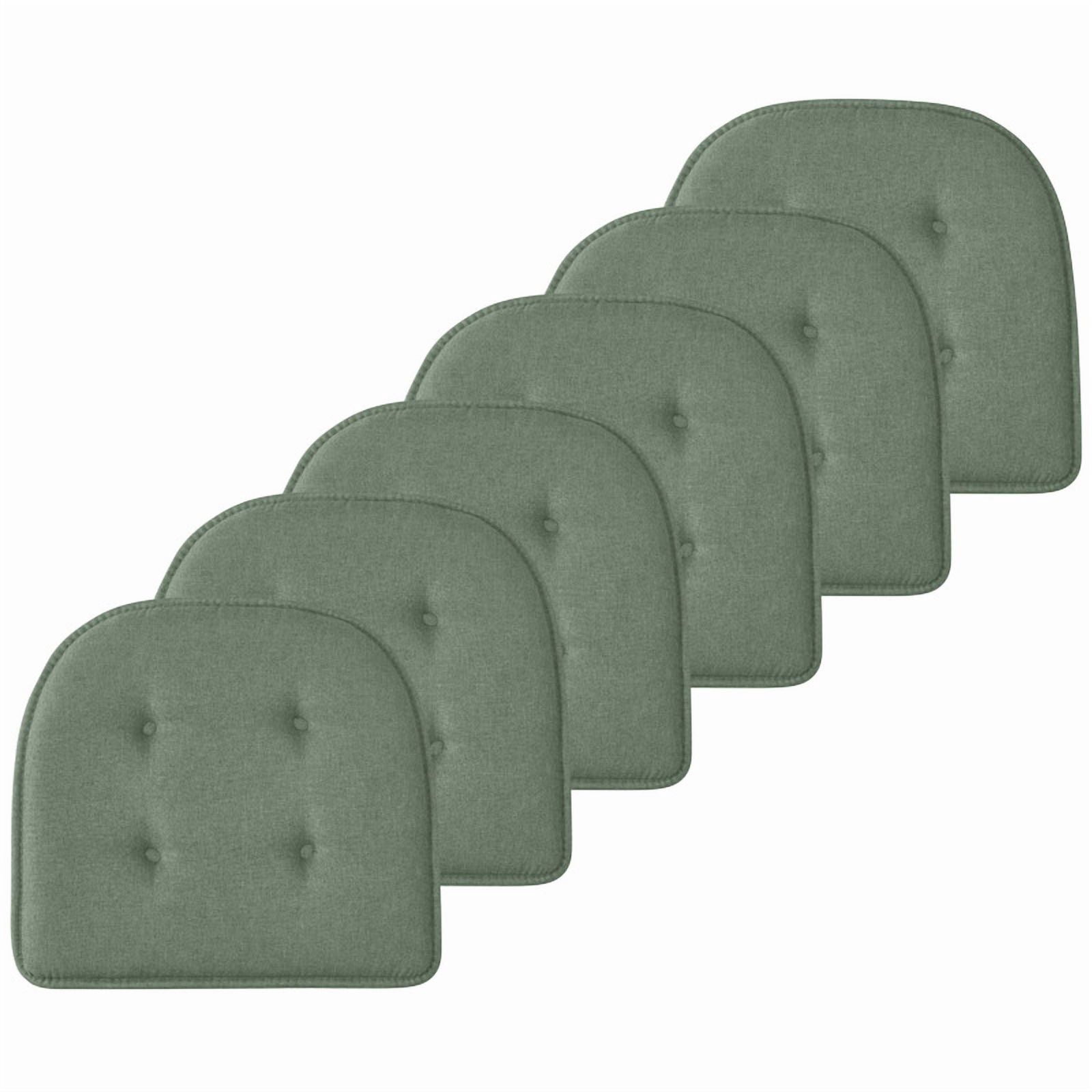 Coussins de chaise en mousse à mémoire de forme en forme de U, capitonnés et antidérapants, pour chaises de bureau et de cuisine, ensemble de 6, vert