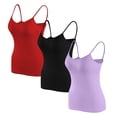 thumbnail image 1 of Timegard Camisoles pour Femmes 3 Pcs avec Soutien-Gorge Intégré Col Rond Bretelles Spaghetti Ajustées Douces Maillots de Corps Décontractés Hauts de Pyjama, 1 of 6