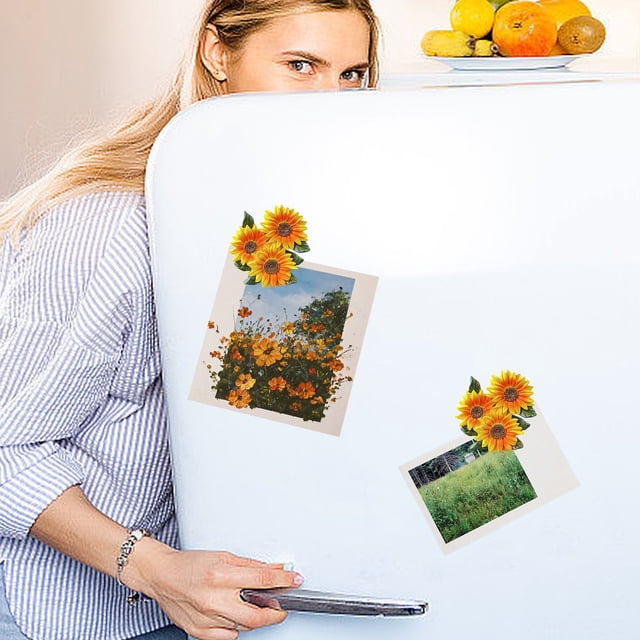 TopLLC Home Decor Flower Bouquet Magnetic Fridge Stickers Refrigerator Magnets Resin Flower Adhesive Decorations Realistic Flower Magnets Fridge Accessory Kitchen Decoration Magnetic Fridge Stickers