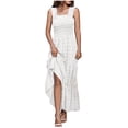 thumbnail image 1 of Birdeem Womens Sleeveless Extra Long Solid Shoulder Strap Dot Tank Top A-Line Hem Layered Dress, 1 of 5