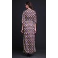 thumbnail image 2 of Bimba Robe Longue Imprimée en Rayonne à Quart de Feuille et Nénuphar, Taille Smockée, Fente Latérale, Robe pour Femme - XX-Grand, 2 of 6