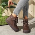 thumbnail image 4 of Amzcrzy Bottes à la Cheville pour Femmes Bottes de Mode Décontractées pour Femmes de Printemps et Bottines Courtes Couleur Unie Bout Rond à Lacets Confortables Semelle Souple Plates Bottes à la Cheville Bottines pour Femmes Bottes pour Femmes Bottines pour Femmes, 4 of 9