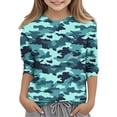 thumbnail image 1 of XZNGL Camouflage Print 3/4 Sleeve Round Neck Top for Kids , Soft Polyester-Spandex Blend , Breathable Fabric , Easy Pullover Design , Versatile Layering Piece , Machine Washable, 1 of 6