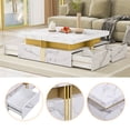 thumbnail image 3 of Table Basse Moderne Blanche Carrée de 33,5 Pouces avec 4 Tiroirs, Rangement, Multiples Tables d'Appoint, Table Utilitaire pour Salon, 3 of 9