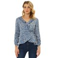 thumbnail image 1 of INSPIRE CHIC Blouse à Volants pour Femme à Col en V, Fleurie, à Nouer Soi-Même, Portefeuille, Haut Péplum Bleu Gris m, 1 of 6