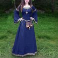 thumbnail image 2 of DDAPJ pyju Robes Médiévales Grande Taille pour Femmes Robe Maxi à Manches Longues Évasées Robes de Princesse de la Renaissance Robe de Bal Robe de Fée Elf Soldes de Liquidation Bleu G, 2 of 6
