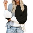thumbnail image 1 of Rbaofujie Chandails à Col Rond pour Femmes, Mode, Coupe Ample, Couleurs Unies, Chandail à Manches Longues, Col Rond, Haut, Tunique Noire, Chandails à Capuchon pour Femmes, 1 of 3
