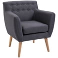 thumbnail image 1 of HOMCOM Fauteuil d'Appoint Moderne, Fauteuil à Accoudoirs Rembourré en Lin, Fauteuil Club Capitonné, 1 of 10