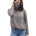 thumbnail image 3 of Fall Savings! BiZtdJrK Womens Sun Protection Going Out Shirts with Face Mask Summer Breathable Long Sleeve Sunshirt Rash Guard Beach Tops Gray S, 3 of 7