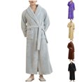 thumbnail image 1 of Horkkom Robe for Men Winter Fleece Fuzzy Bathrobe Warm Tie Solid Color House Coat with Pockets M, Gifts for Men, 1 of 8