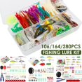 thumbnail image 1 of QJUHUNG Kit de Leurres de Pêche Leurres Durs Ensemble d'Appâts Métalliques Réalistes 3D 302 Pcs, 1 of 10