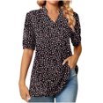 thumbnail image 1 of EQWLJWE Hauts à Col en V pour Femmes T-shirt Imprimé Mode Manches Courtes Blouse à Manches Bouffantes Hauts Décontractés Col en V Hauts d'Été pour Femmes 2023, 1 of 9
