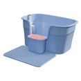 thumbnail image 1 of Pet Litter Tray Semi Enclosed Cat Litter Box Splashproof High Sided Large Kitten Blue w Pedal Board, 1 of 9