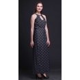 thumbnail image 4 of Bimba Block Ladies Crew Neck Waist String Print Maxi Dress with Side Slits Summer Wear-Large, 4 of 6