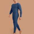 thumbnail image 2 of Yuyuzo Mens Thermal Underwear 2 Piece Solid Color Long Johns Set Fleece Lined Base Layer Winter Warm Top Bottom, 2 of 5