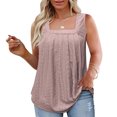 thumbnail image 4 of Dealovy Womens Tank Tops Square Neck Loose Fitted Sleeveless Slid Color Pleated Comfy Plain Tee Shirts, 4 of 7