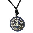 thumbnail image 4 of lionlar Antique Triquetra Pendant Rune Pendant Necklace Smooth Carved Rune Jewelry Black Dark Blue, 4 of 9