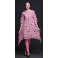 thumbnail image 4 of Bimba Pink Ranunculus & Stork Bird Asymmetric Kurta Indian Tunic Tops For Women Printed Indian Clothing Medium, 4 of 6