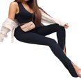 thumbnail image 4 of Womens Tights Trousers Front Split Stretch High Waist Pants, 4 of 5