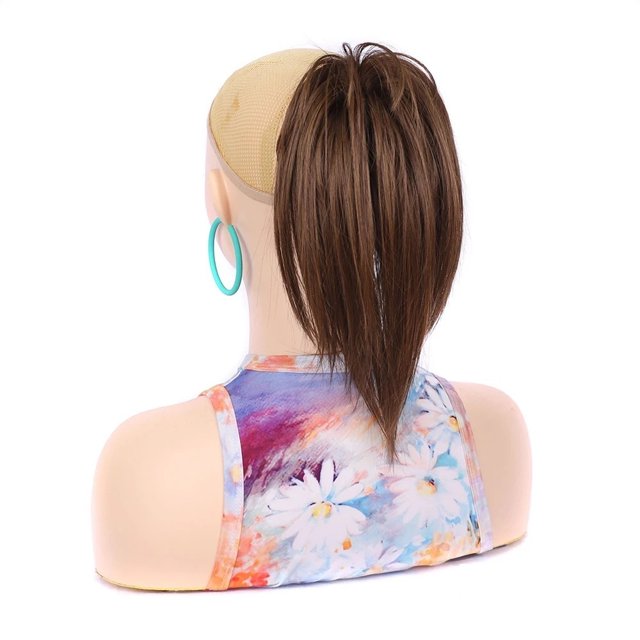 Synthetic Straight Hair Bun Hairpiece Short Claw Clip Ponytail Extensions for Women