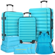 Gowill 10 Piece Hardside Luggage Set 28/24/20 inch Hardshell Lightweight Spinner Wheels Carry-on and Checked Suitcase with Backpack and 6 Packing Cubes.Blue