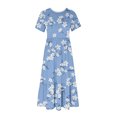 thumbnail image 5 of Offre Hebdomadaire d'Été Iumwxz Robe à Manches Courtes Col Rond pour Femmes Tunique Décontractée Ample Robe Longue Plissée Imprimé Floral Robes Formelles pour Femmes Robe Habillée pour Cadeaux de Vacances, 5 of 5