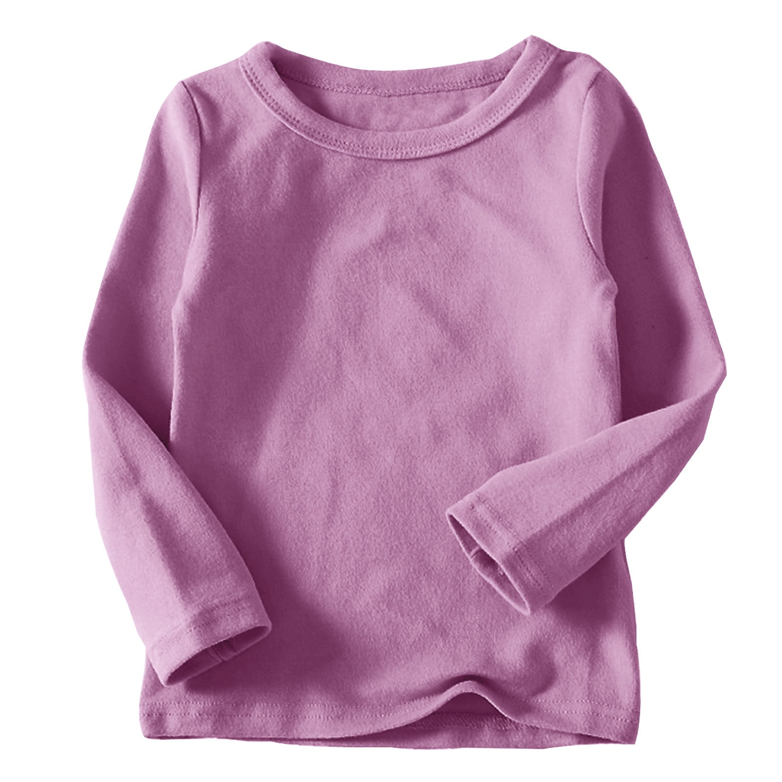 LOVZFMLL Hauts pour Petites Filles, T-Shirt de Pyjama à Col Rond à Manches Longues Uni, Décontracté Essentiel pour Tous les Jours, Polyvalent pour Superposition, Vêtements d'Automne 8-9 Ans Vêtements pour Filles