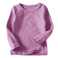thumbnail image 1 of DPTALR Toddler Kids Boys Girls Shirts Solid Color Round Neck Long Sleeve Top, 1 of 5