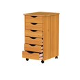 thumbnail image 1 of Pemberly Row Modern Solid Wood 6-Drawers Roll Utility Cart in Med Pine, 1 of 9