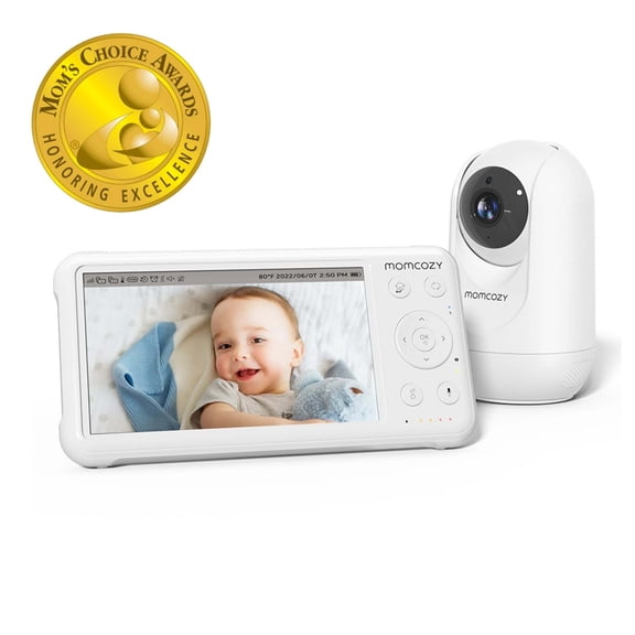Momcozy Video Baby Monitor, 1080P 5" HD Baby Monitor with Camera and Audio, Infrared Night Vision, 5000mAh Battery, 2-Way Audio, Wide-angle View Temperature Sensor Lullabies