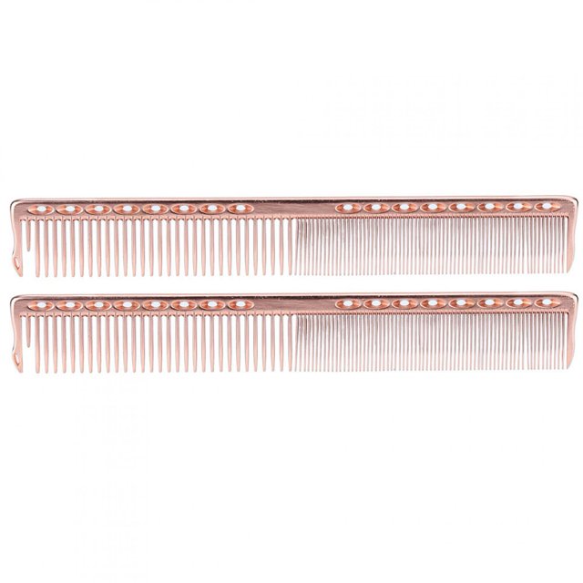 2pcs Professional Stainless Steel Haircut Comb Salon Hairdressing Comb Styling ToolRose Gold