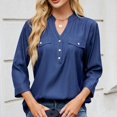 thumbnail image 4 of UPPADA Chandails à Manches 3/4 pour Femmes Mode Tendance Hauts Décontractés Col Rond Chandail Ample Confortable Doux Blouses Grande Taille Coupe Ample T-Shirts Décontractés Vêtements au Coude Chandails à Manches 3/4 pour Femmes Économie, 4 of 8