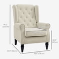 thumbnail image 3 of HOMCOM Button-Tufted Accent Chair with Wing Back Rounded Arms Cream White, 3 of 10
