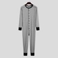 thumbnail image 2 of Pyjama à Rayures pour Adultes, Rabat aux Fesses, Doux, Manches Longues, Tenue de Nuit, Combinaison, Ensemble de Pyjama, 2 of 4