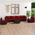 thumbnail image 1 of vidaXL 7 Piece Garden Lounge Set with Cushions Poly Rattan Brown, 1 of 5