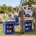 thumbnail image 2 of Outsunny Folding Camping Kitchen with Windshield Fabric Cupboards Blue, 2 of 10