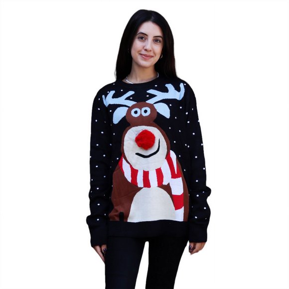 Nosy Reindeer Christmas Sweater Women's Ugly Christmas Sweater