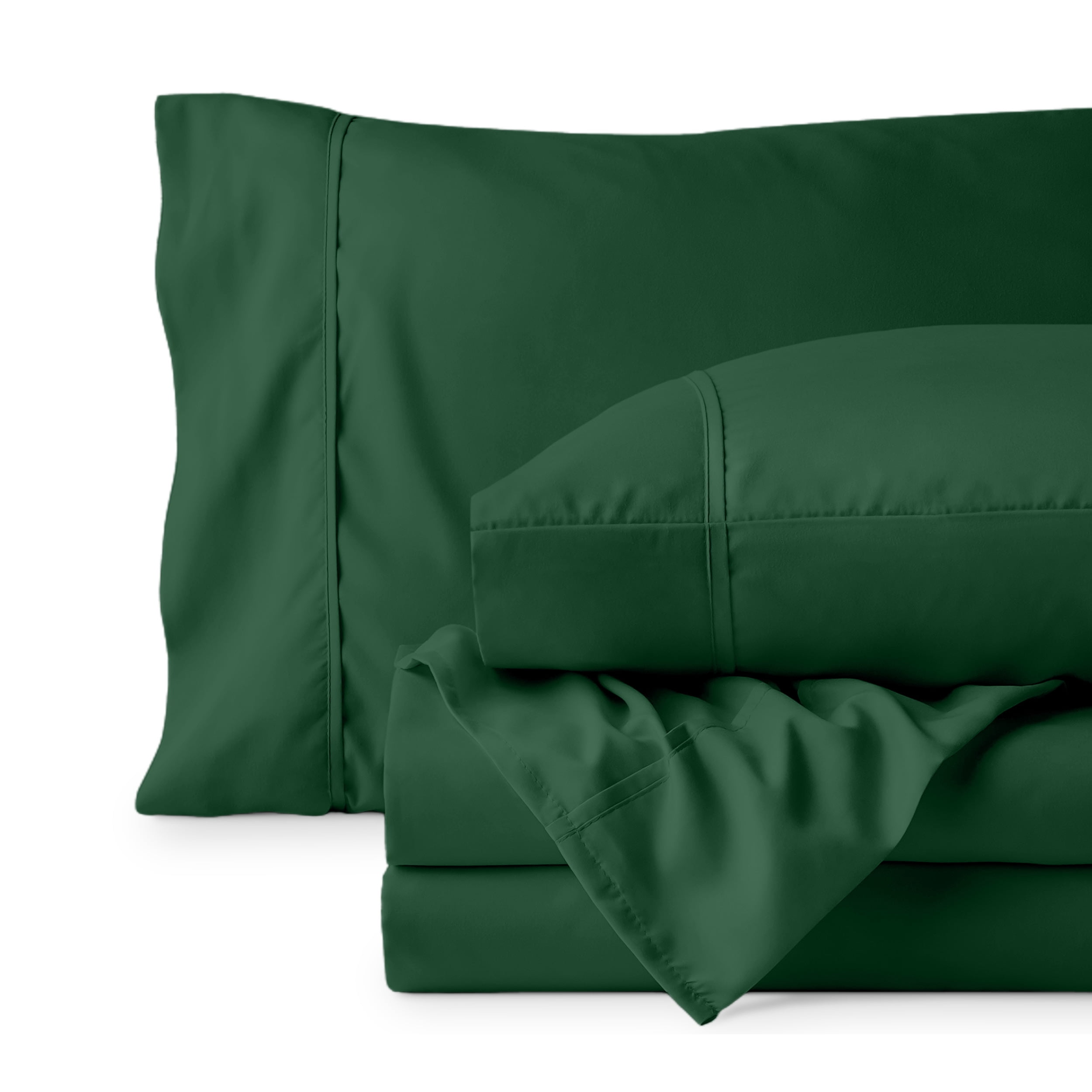 Bare Home Premium 1800 Collection 3-Piece Bed Sheet Set, Twin, Forest Green