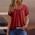 thumbnail image 1 of asjyhkr T-Shirts d'Été pour Femmes Col Rond Manches Courtes Légers T-Shirts Décontractés Mode Confortables Basiques, 1 of 6