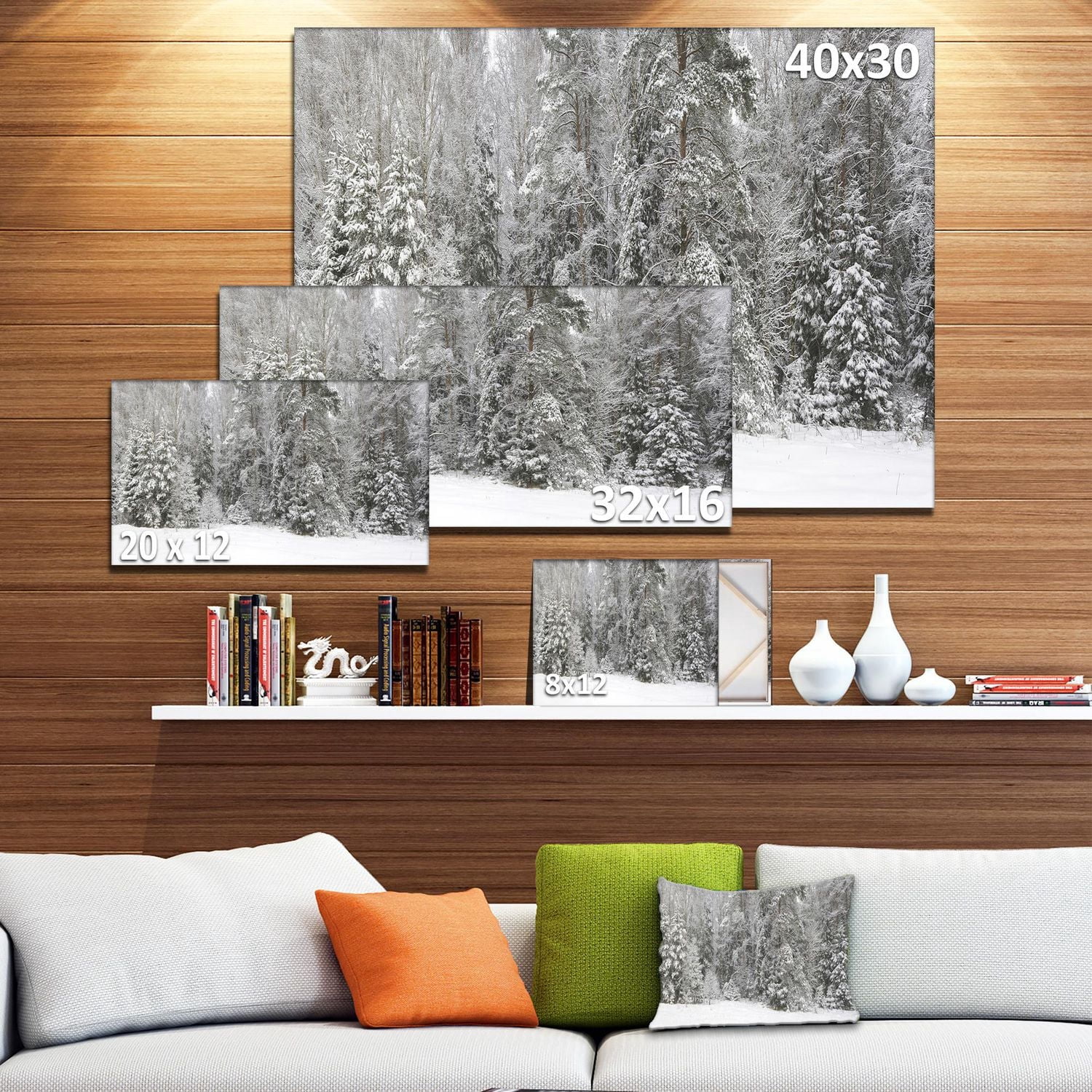Designart Panorama brumeux de la forêt d'hiver Art mural sur toile