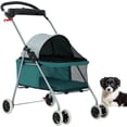 thumbnail image 1 of FDW BestPet Poussette pour Animaux 4 Roues Chic Pliable Imperméable Portable de Voyage Poussette pour Chat Chien, Porte-Gobelet, Sarcelle Chic, 1 of 7