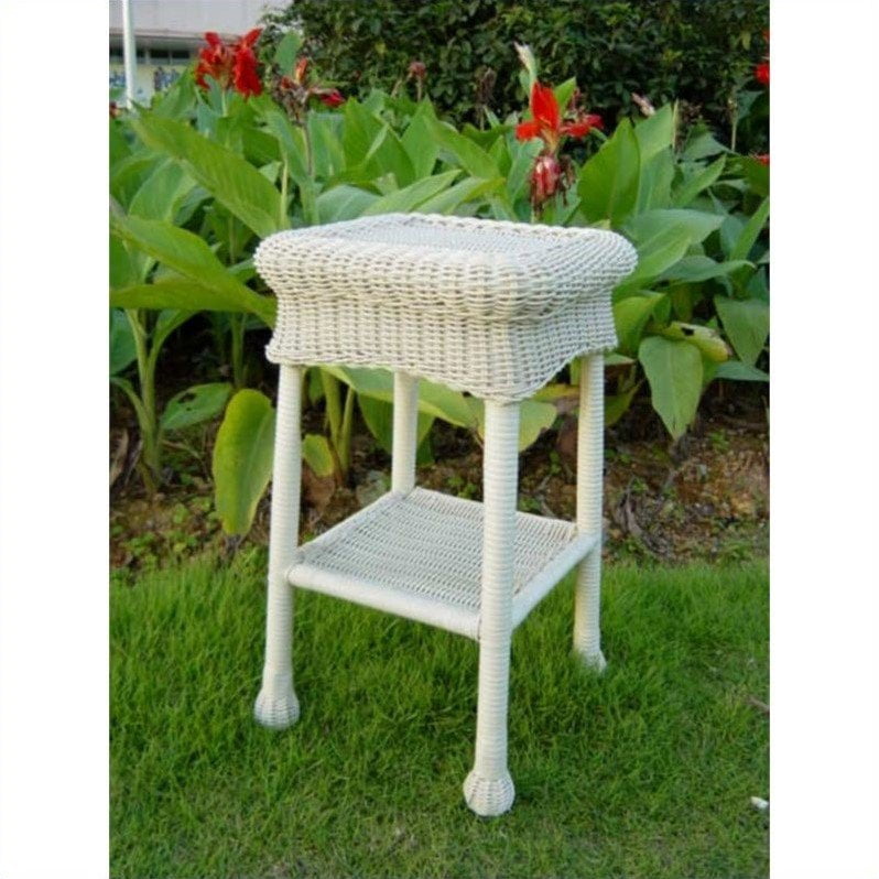 International Caravan Monaco Wicker Patio Side Table-Antique Black
