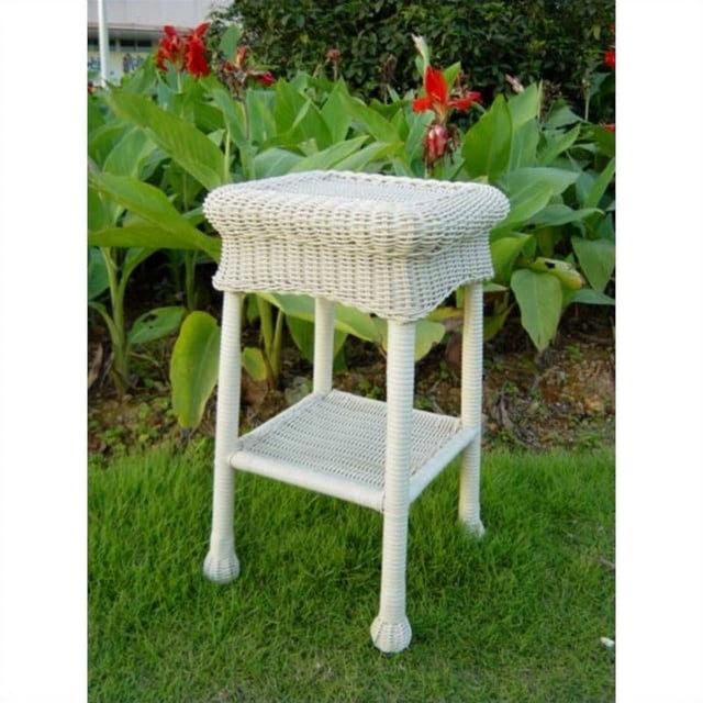 International Caravan Monaco Wicker Patio Side Table-Antique Black