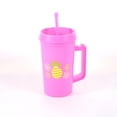 thumbnail image 1 of 32 FL OZ MAINSTAYS DOUBLE WALL PLASTIC PINK TUMBLER WITH HANDLE & STRAW, 1 of 5